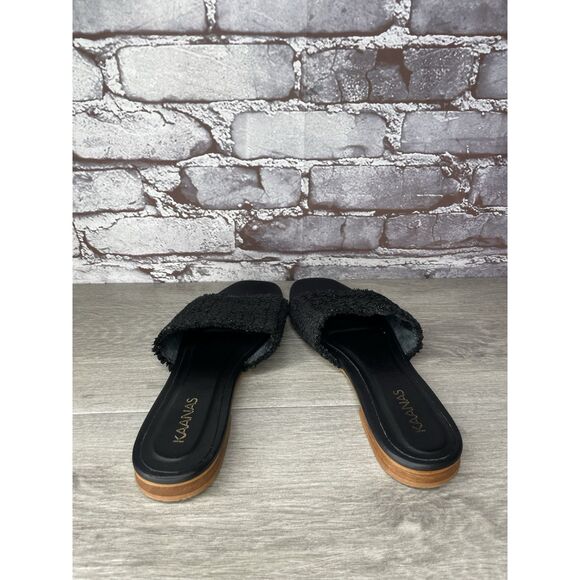 Kaanas Black Leather Synthetic Casual Columbia Slide Sandals Women Sz 9M US/40EU - Picture 4 of 16